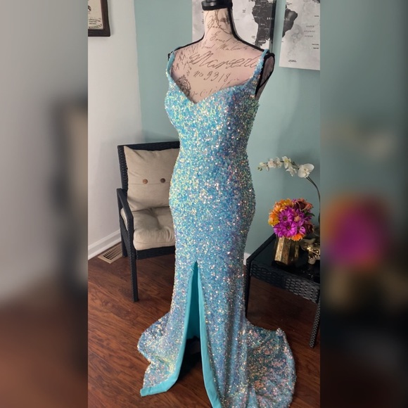 Portia and Scarlett Dresses & Skirts - Portia & Scarlett iridescent blue mermaid prom dress or pageant gown